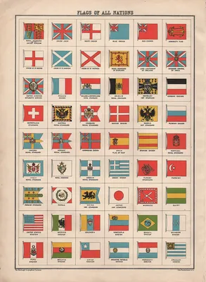 1899 VICTORIAN PRINT ~ FLAGS OF ALL NATIONS ~ JAPAN BELGIUM TURKEY GERMANY  etc | eBay