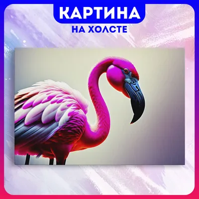 Картина на холсте розовый фламинго птицы природа (2) 50х70 см - купить по  низкой цене в интернет-магазине OZON (1162982179)