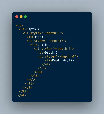 Generate Different Background color based on ul depth using css variable -  DEV Community