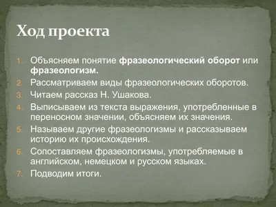 Проект "Фразеологизмы" - Русский язык - Мероприятия - 6 класс