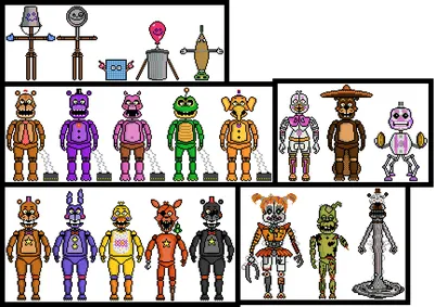 I made all Freddy Fazbears pizza simulator animatronics in pixel art :  r/fivenightsatfreddys