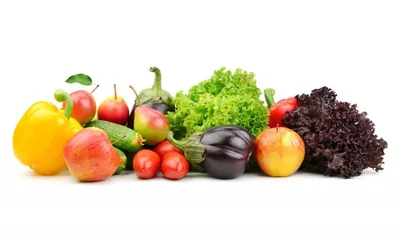 Набор фруктов и овощей в стиле картун. в стиле 2D на