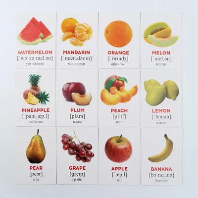 Картинки Для детей фрукты на английском (39 шт.) - #9438