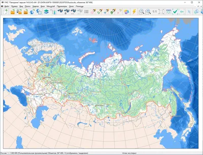 Цифровая тематическая (географическая) карта России в масштабе 1:1 000 000  (формат SXF)