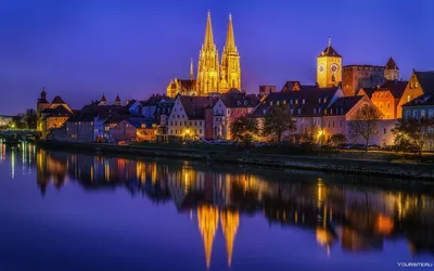 Картинка Германия башни Городская площадь Wernigerode Небо Дома