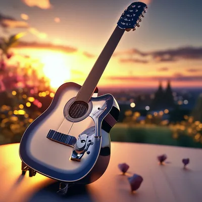 Красивая гавайская акустическая гитара и цветы на темном деревянном фоне ::  Стоковая фотография :: Pixel-Shot Studio