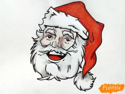 Дед мороз рисунок карандашом цветной - 70 фото