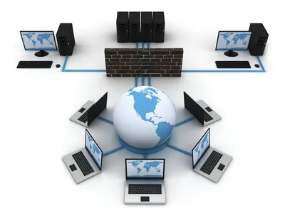 Global computer network connecting a globe and laptop computers Stock Photo  - Alamy