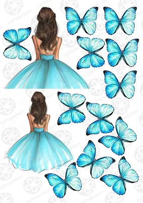 Картина Голубые бабочки. Размеры: 50x50, Цена: 29500 рублей Художник  Тарасова Анна