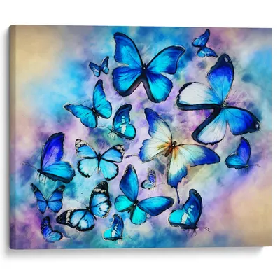 Печать на холсте Голубые бабочки – лучшие товары в онлайн-магазине Джум Гик