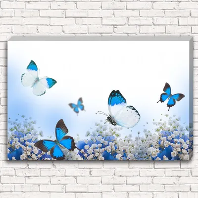 Голубые бабочки на белом фоне» — создано в Шедевруме