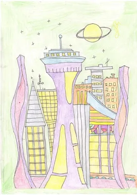 Город будущего | Город будущего, Рисунок города, Арт-челлендж