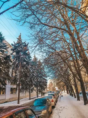 Вид на зимний ночной город в снегу | Премиум Фото