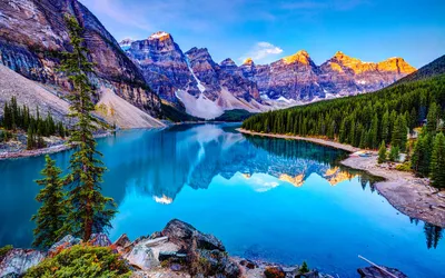 Фото Банф Канада Alberta, Moraine Lake Горы Природа Озеро Парки