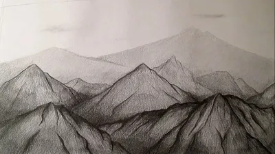 Пейзаж горы рисунок карандашом - 73 фото