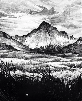 Масштабный рисунок карандашом, горы» — создано в Шедевруме