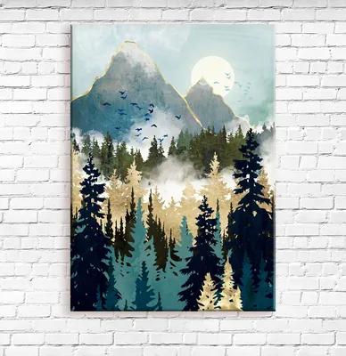 Интерьерная картина Пейзаж Лес Горы на холсте, на стену 50х70 см - купить  по низкой цене в интернет-магазине OZON (302739302)