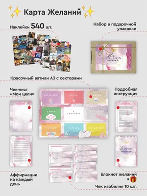 Подарочный набор "Карта желаний" 8 в 1: плакат, наклейки, блокнот для  рисования купить по цене 539 ₽ в интернет-магазине KazanExpress