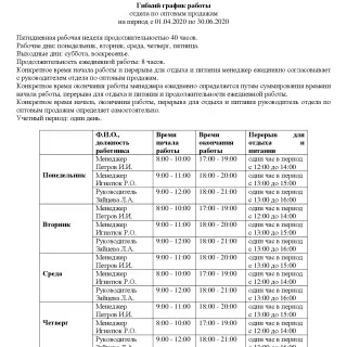 Таблица графика работы на месяц: скачать пустой образец — 