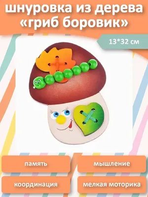 Игра-шнуровка для детей "гриб боровик" Крона 74305498 купить за 422 ₽ в  интернет-магазине Wildberries