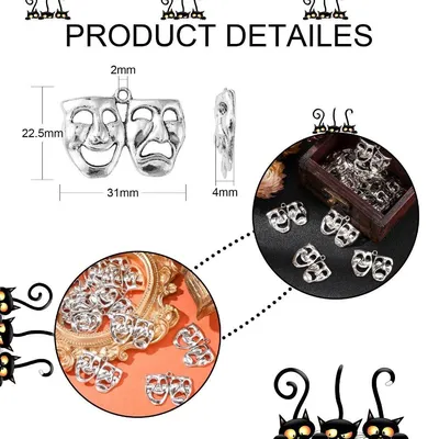 20 шт античное серебро счастливые грустные подвески ретро-маска подвески  выражение мини-подвески ремесло – лучшие товары в онлайн-магазине Джум Гик