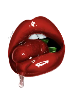 Image Tongue Lips Strawberry