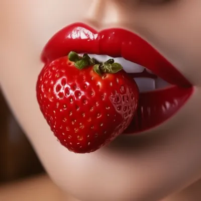 Губы - брошь. Красные губы с клубникой. | Food, Fruit, Strawberry