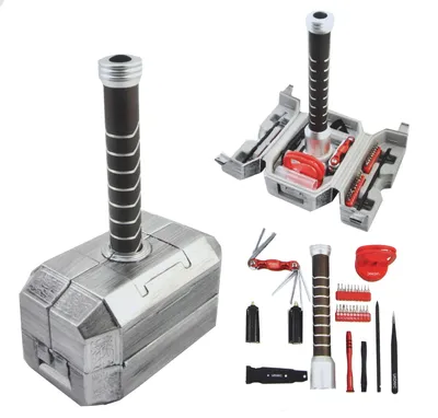 Marvel Avengers Thor's Hammer 30-Piece Tool Set | Mjolnir Toolbox  All-In-One Kit - 