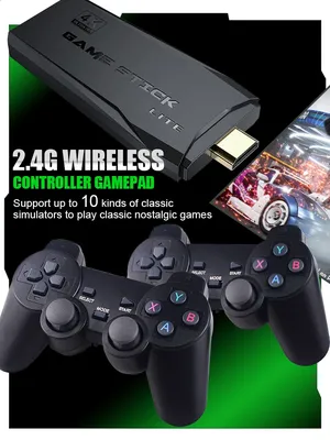 Игровая консоль 2,4G, беспроводная, 4K HD, для 10000 ретро-игр, с двумя  беспроводными джойстиками для PS1/FC/GBA | AliExpress