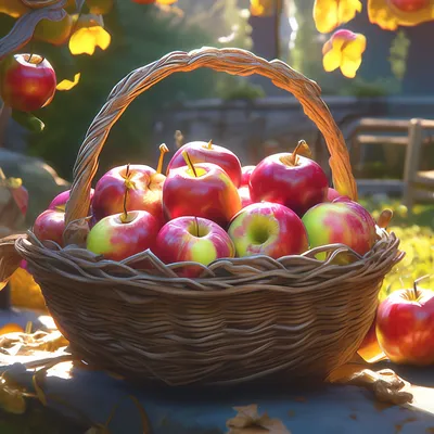 Осень яблоки в корзине - 56 фото