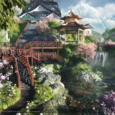Картинки природа, мост, озеро, весна, Япония, красиво - обои 1920x1080,  картинка №135973