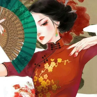Иллюстрация Цифровой рисунок. Японская девушка с сакурой |