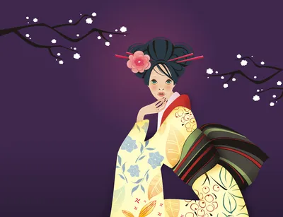 Японка в кимоно рисунок карандашом - 61 фото
