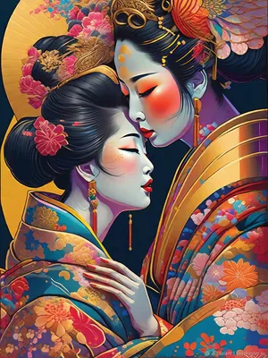 Японская гейша, азиатка, красивая …» — создано в Шедевруме