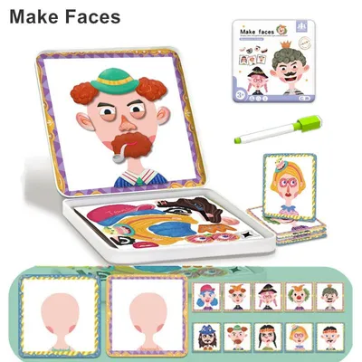 Купить Магнитная книга-головоломка Магнитная игра «Смешай и сочетай» с  дорожным футляром для хранения Игра для тренировки мозга Обучающие  развивающие игрушки для | Joom