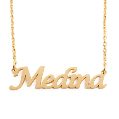 MEDINA - Name Necklace Personalised - 18ct Gold Plated - Friendship Bridal  Gifts | eBay