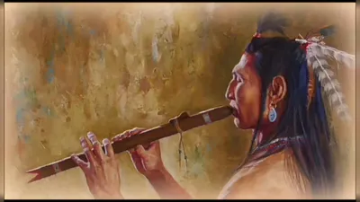 Молодой красивый индеец играет на …» — создано в Шедевруме