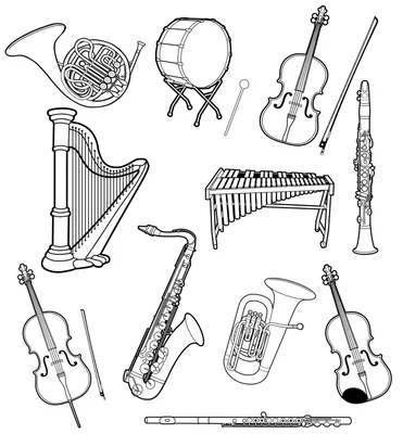 музыкальный инструмент симфонического оркестра Иллюстрация штока -  иллюстрации насчитывающей иллюстрация, игра: 232826619