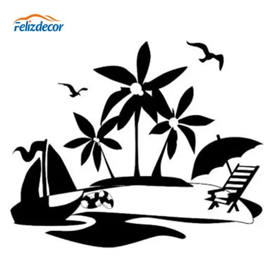 Черно-белые Интересные летние виниловые Стикеры с изображением солнца на  пляже для стайлинга автомобиля, декоративные наклейки для двери и кузова  автомобиля C725 | AliExpress