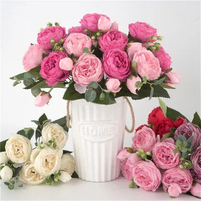 2022, красивая роза, пион, искусственные шелковые цветы, маленький букет,  цветы для домашвечерние, весеннее свадебное украшение, искусственный цветок  | AliExpress