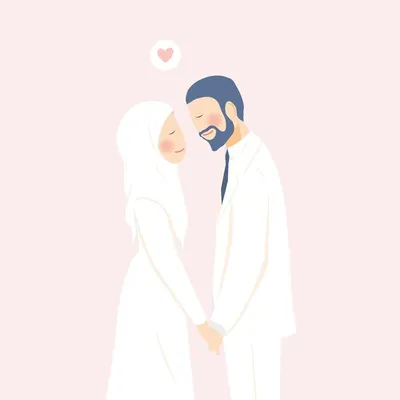 Симпатичная свадьба, портрет мусульманской пары, держащей за руку сзади  иллюстрация, ника мубарак привет, валима спасти дату с розовым фоном |  Премиум векторы