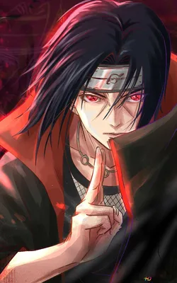 Фото Итачи Учиха / Itachi Uchiha снимает маску из аниме Наруто / Naruto,  art by 10-rankai