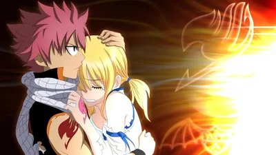 Фото Lucy Heartfilia / Люси Хартфилия и Natsu Dragneel / Нацу Драгнил со  своими детьми, рядом лежит игрушка в виде Happy / Хэппи з аниме Фейри Тейл  / Хвост Феи / Fairy Tail