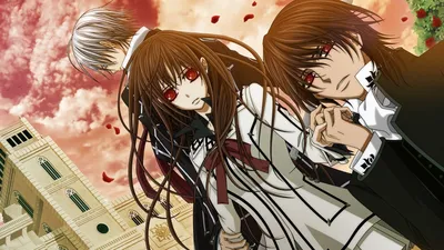 Обои на рабочий стол Rima Touya и Senri Shiki из аниме Рыцарь-Вампир /  Vampire Knight, art by Matsuri Hino, обои для рабочего стола, скачать обои,  обои бесплатно