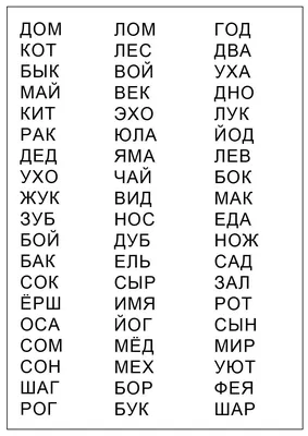 Слова из 3 букв. Ребенок учится читать