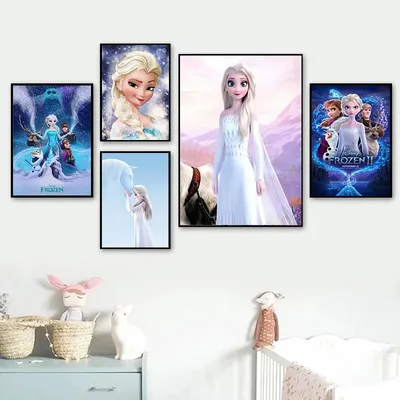 Картина из фильма «Холодное сердце Диснея», Эльза, Анна, принцесса,  искусство, Картина на холсте, печатный плакат, для спальни и девушек |  AliExpress