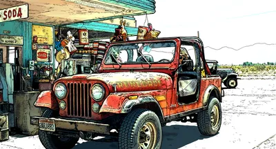 Иллюстрация Авто из фильма Терминатор в стиле 2d, комикс, комикс |