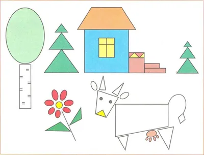 Рисунки из геометрических фигур - Задания для детей