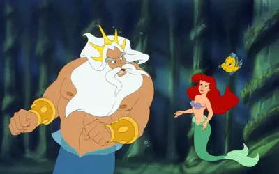 Обои на рабочий стол Ариэль / Ariel из мультфильма Русалочка / The Little  Mermaid сидит в ракушке рядом с друзьями, вдалеке виднеется царство, обои  для рабочего стола, скачать обои, обои бесплатно
