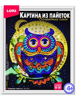 Сова» Color-KIT CM004 — купить картину из пайеток в интернет магазине  Раскраски.Ру